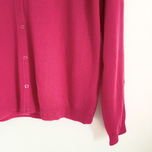 Cashmere cardigan L Lochmere EWM bright magenta pink crew neck long sleeved knit - Picture 5 of 16